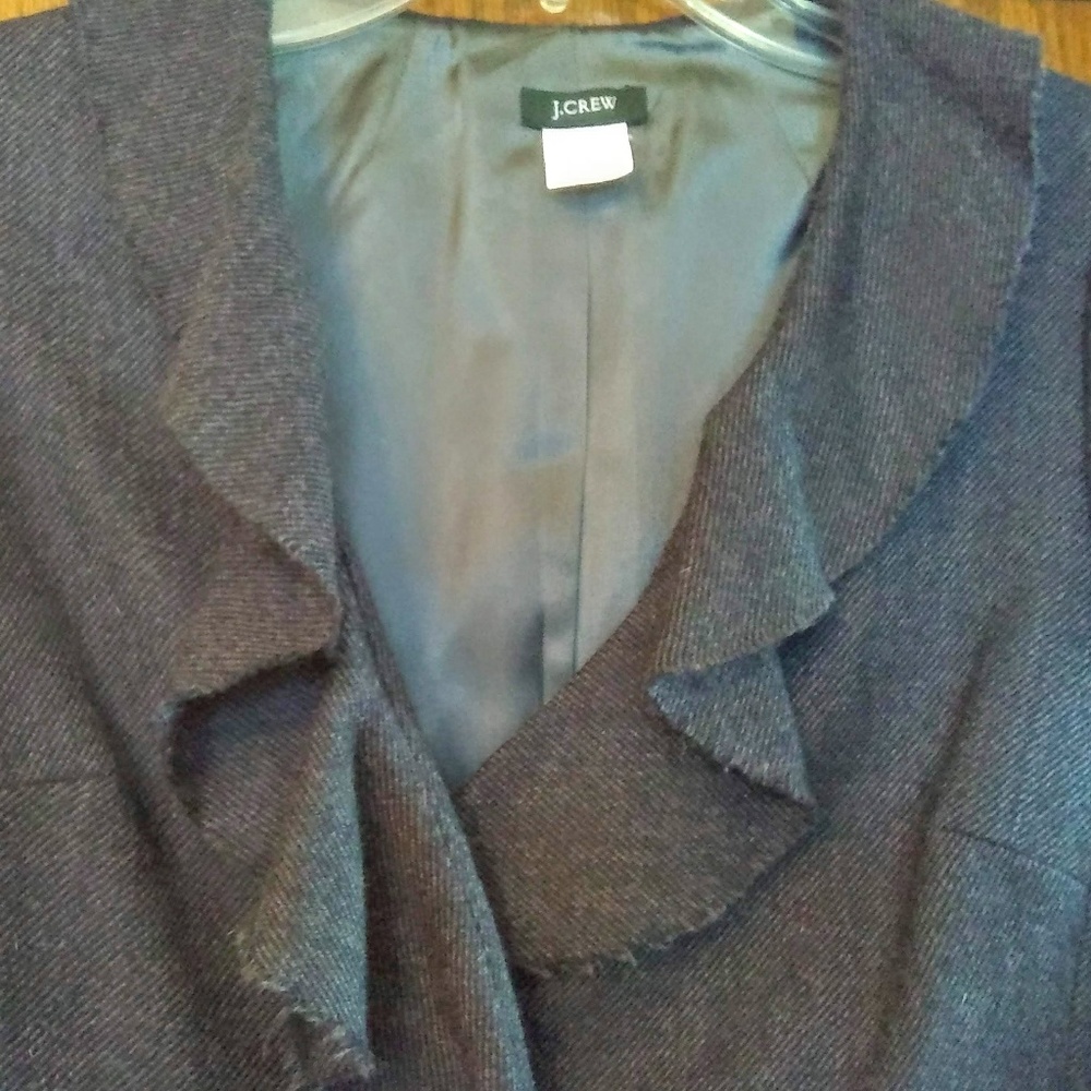 J. Crew Gray Wool Tweed Ruffle-Trim Blazer - Picture 5 of 5